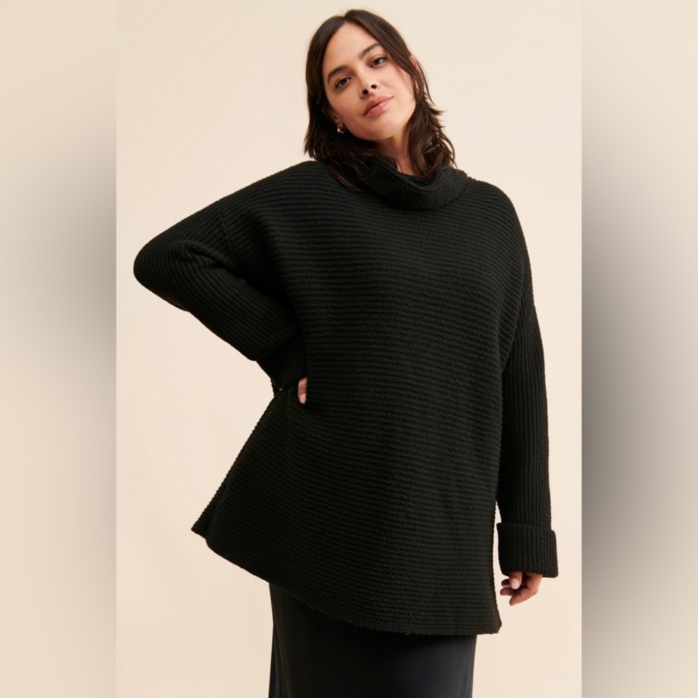 Pilcro Anthropologie Black Oversized Cowl Neck Sweater - Picture 1 of 10
